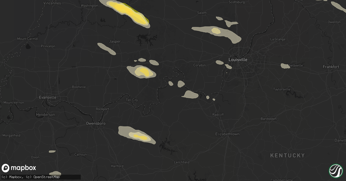 Hail map in Payneville, KY on July 21, 2026