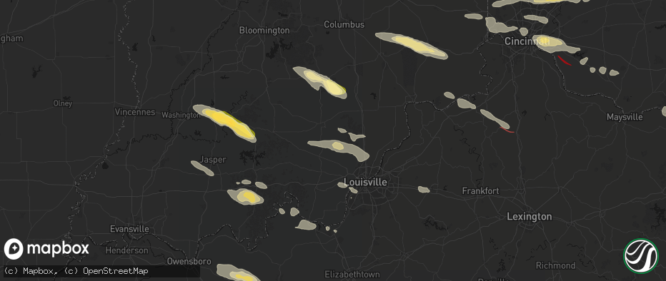 Hail map in Pekin, IN on July 21, 2026