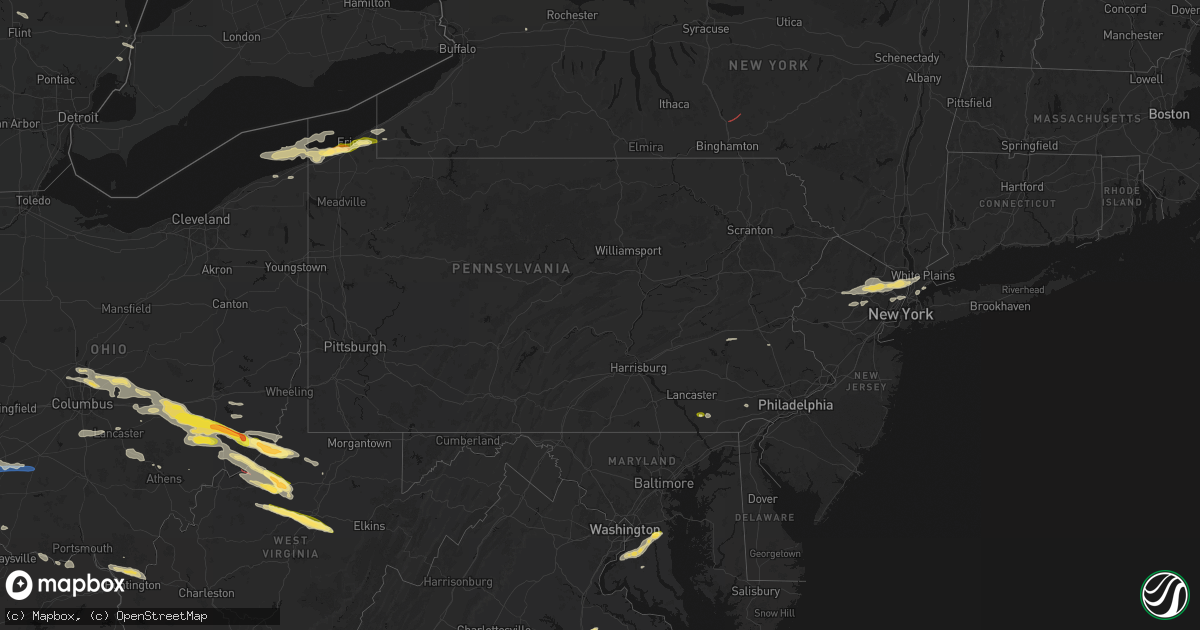 Hail map in Pennsylvania on July 21, 2026