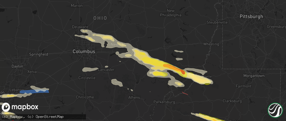 Hail map in Philo, OH on July 21, 2026