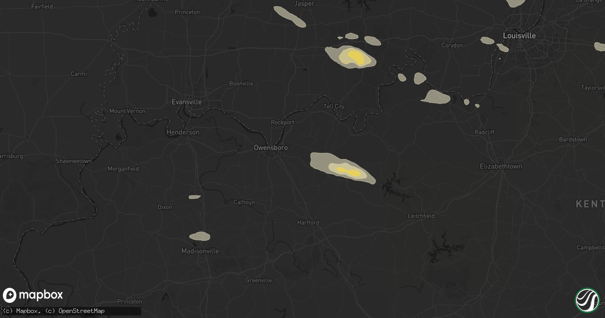 Hail map in Philpot, KY on July 21, 2026