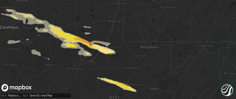 Hail map in Pine Grove, WV on July 21, 2026