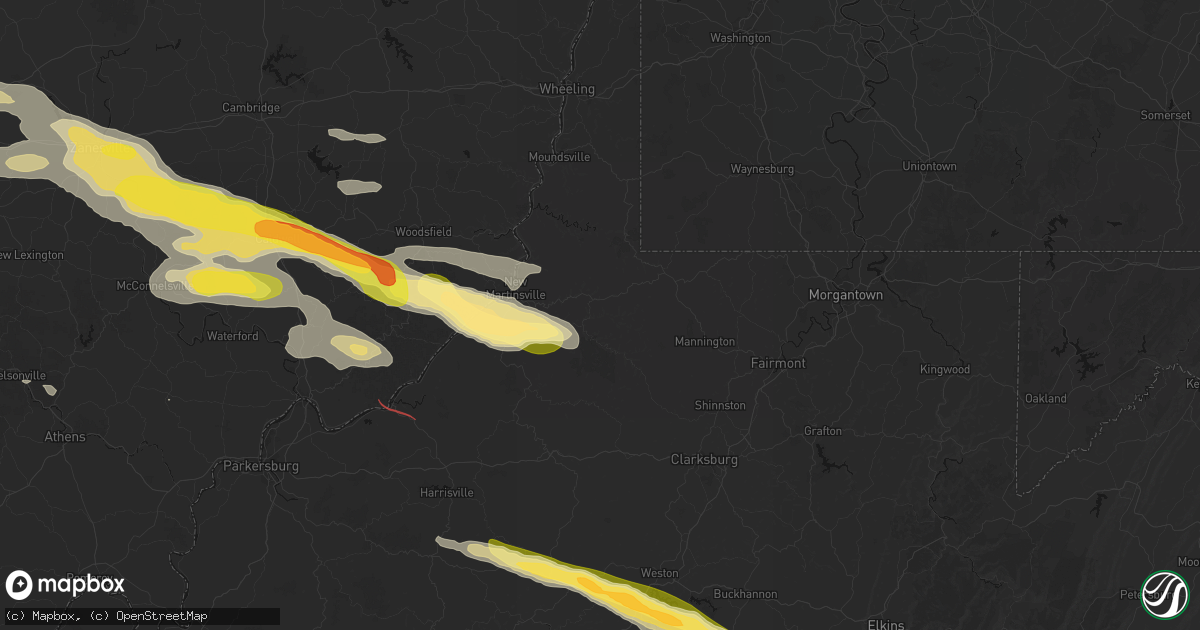 Hail map in Pine Grove, WV on July 21, 2026