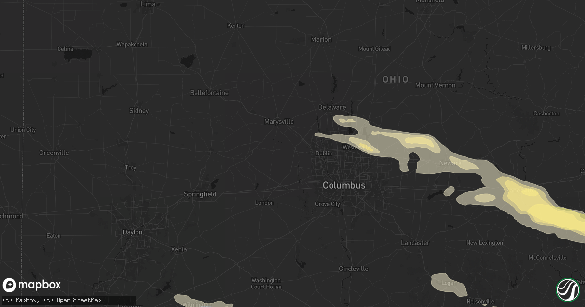 Hail map in Plain City, OH on July 21, 2026