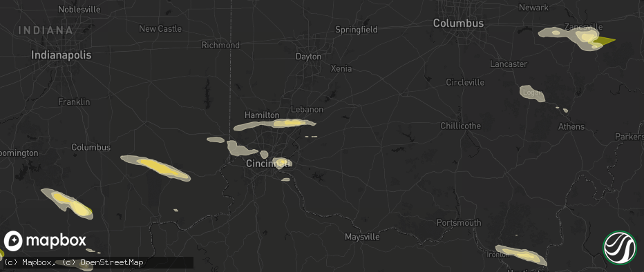 Hail map in Pleasant Plain, OH on July 21, 2026