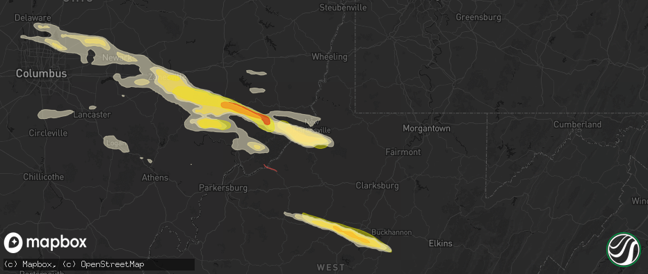 Hail map in Porters Falls, WV on July 21, 2026