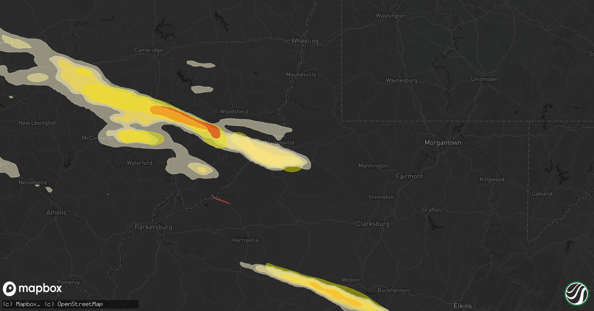 Hail map in Porters Falls, WV on July 21, 2026