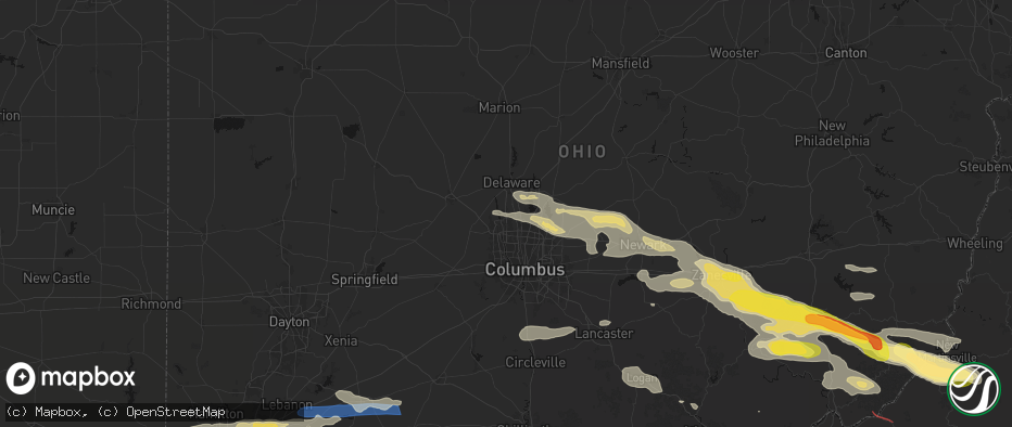 Hail map in Powell, OH on July 21, 2026