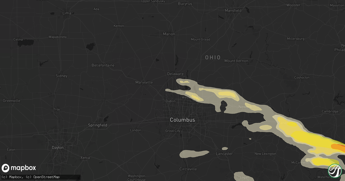 Hail map in Powell, OH on July 21, 2026