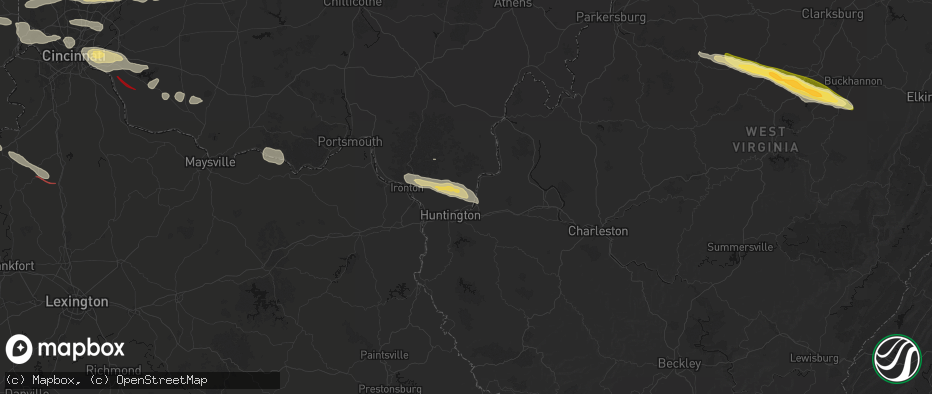 Hail map in Proctorville, OH on July 21, 2026