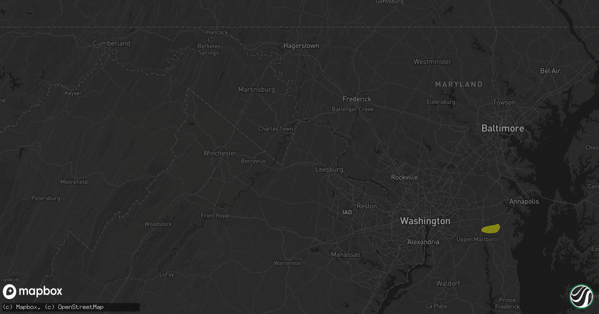Hail map in Purcellville, VA on July 21, 2026