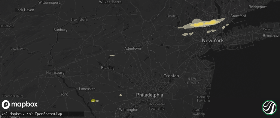 Hail map in Quakertown, PA on July 21, 2026