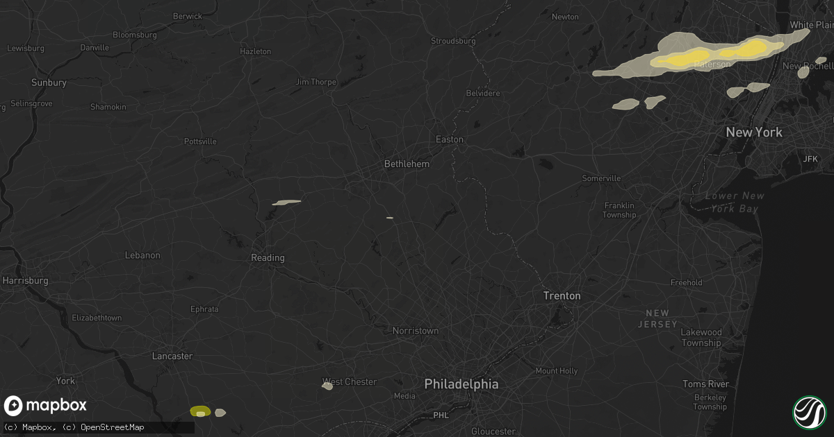 Hail map in Quakertown, PA on July 21, 2026