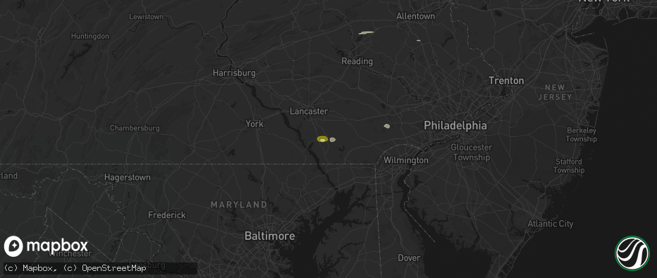 Hail map in Quarryville, PA on July 21, 2026