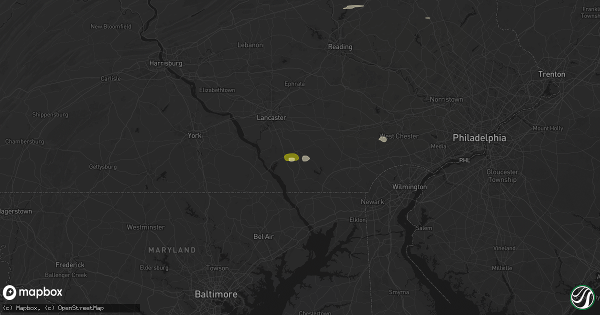 Hail map in Quarryville, PA on July 21, 2026