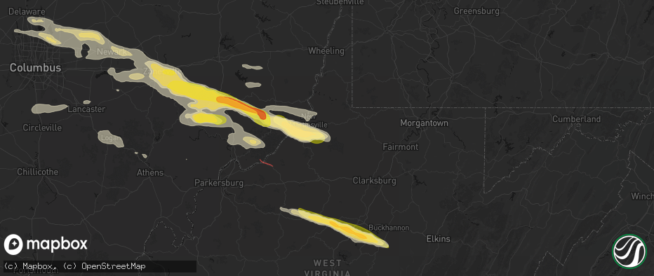Hail map in Reader, WV on July 21, 2026
