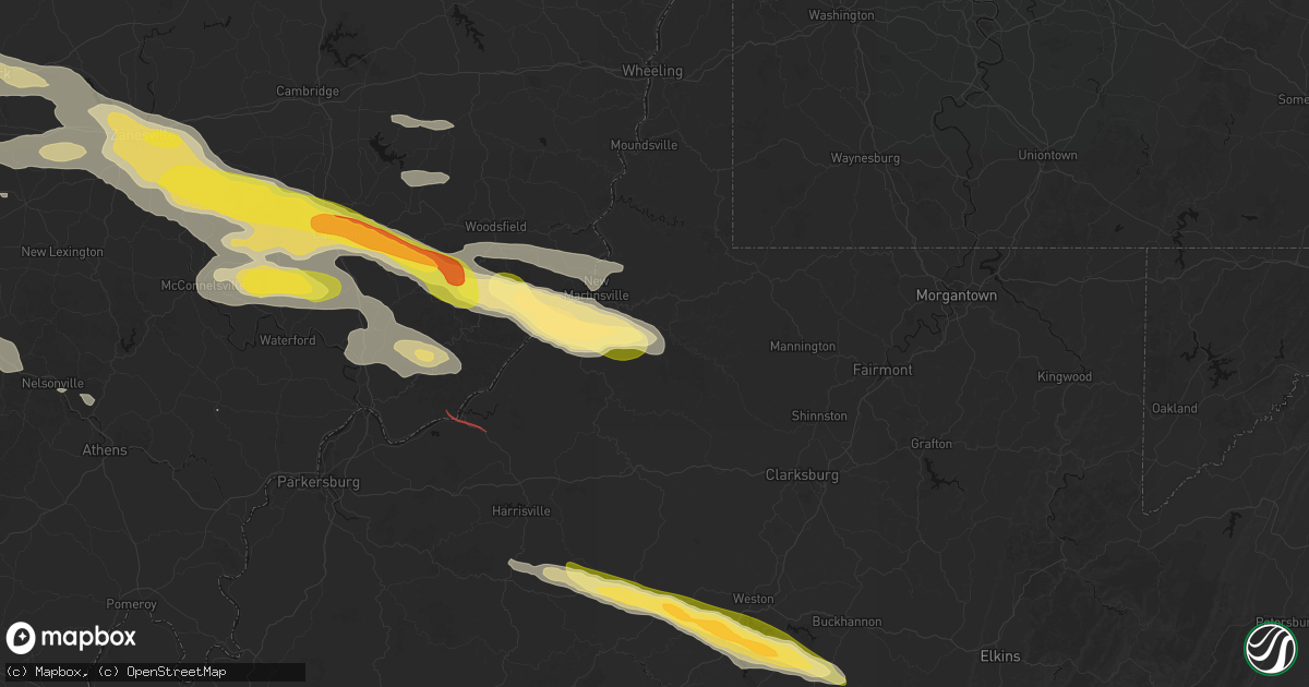 Hail map in Reader, WV on July 21, 2026