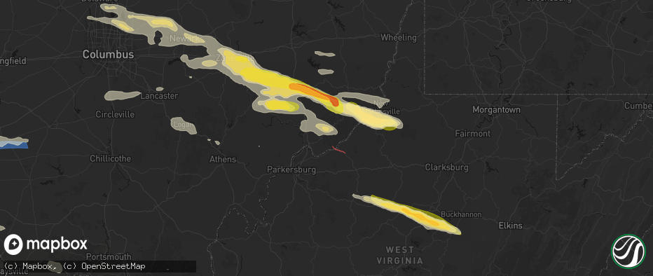 Hail map in Reno, OH on July 21, 2026