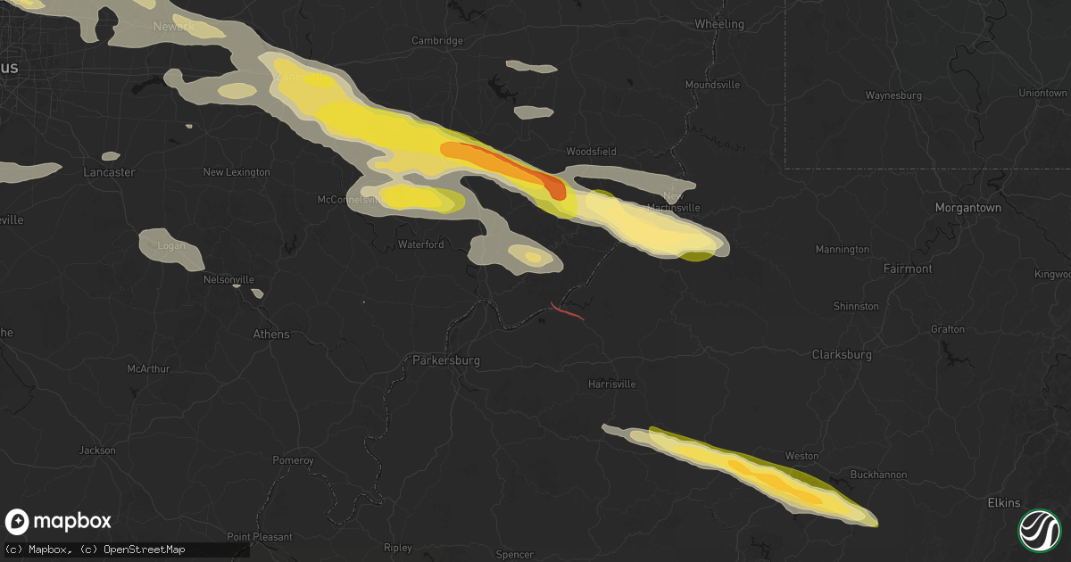 Hail map in Reno, OH on July 21, 2026