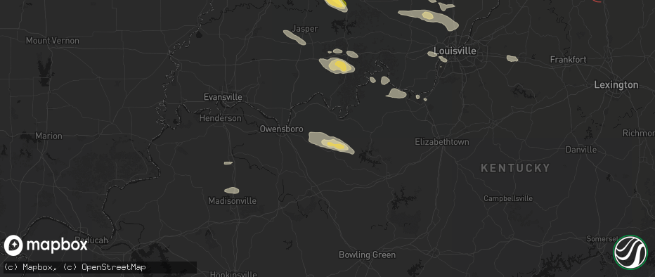 Hail map in Reynolds Station, KY on July 21, 2026