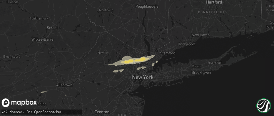 Hail map in Ridgewood, NJ on July 21, 2026