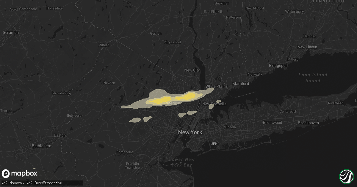 Hail map in Ridgewood, NJ on July 21, 2026