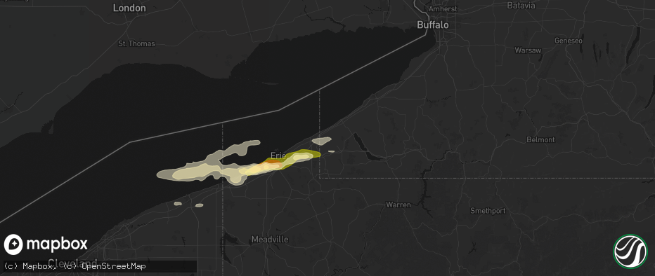 Hail map in Ripley, NY on July 21, 2026