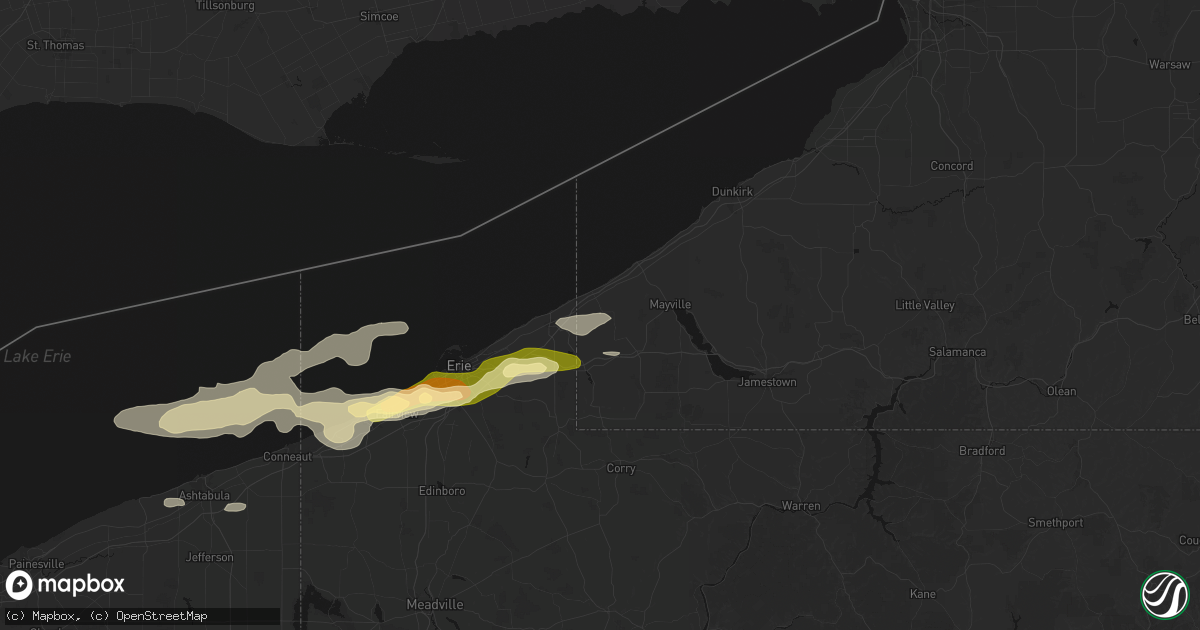 Hail map in Ripley, NY on July 21, 2026