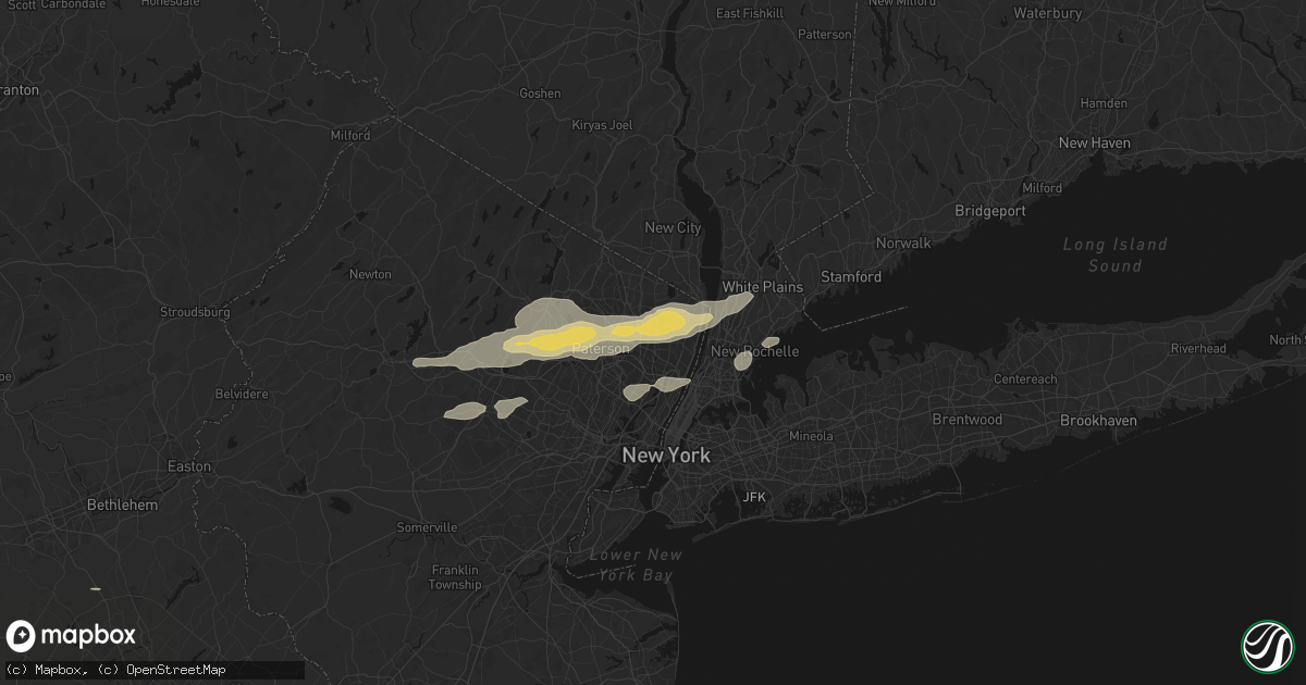 Hail map in River Edge, NJ on July 21, 2026