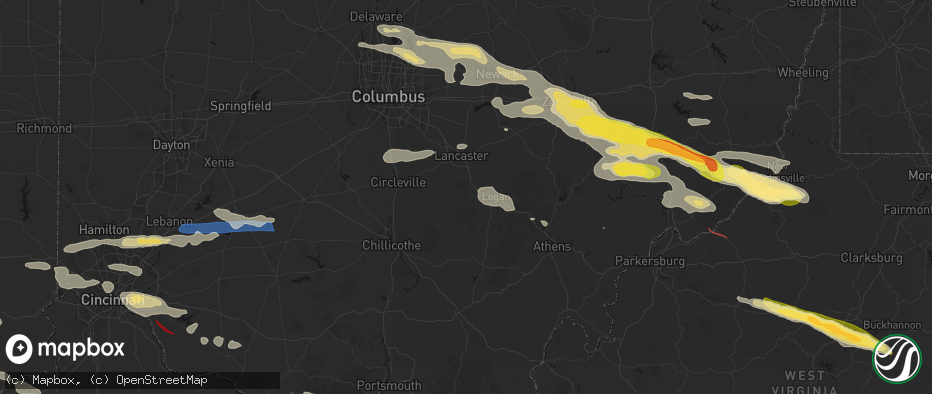 Hail map in Rockbridge, OH on July 21, 2026