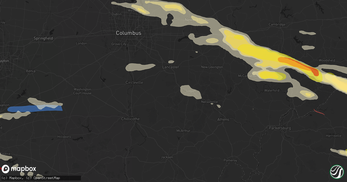 Hail map in Rockbridge, OH on July 21, 2026