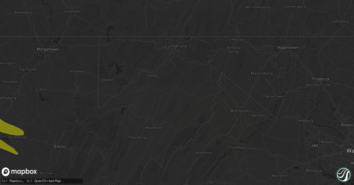Hail map in Romney, WV on July 21, 2026