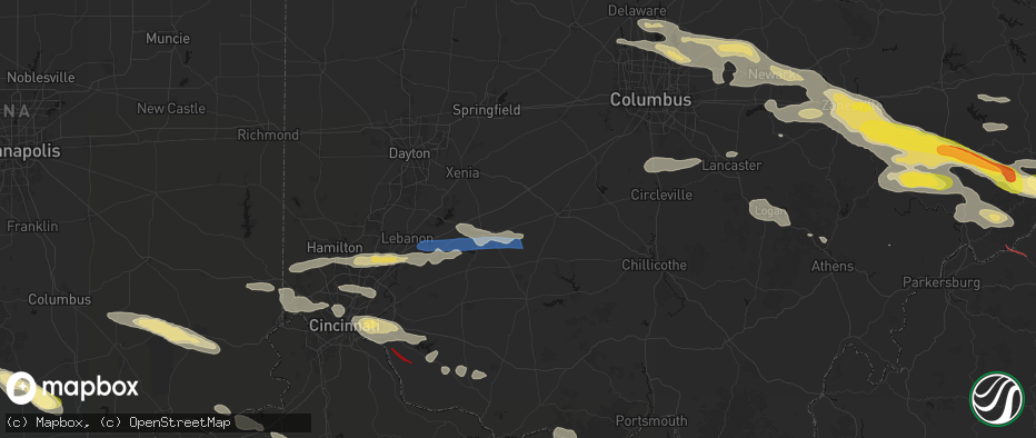 Hail map in Sabina, OH on July 21, 2026