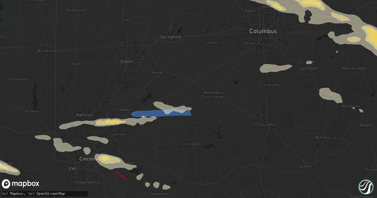 Hail map in Sabina, OH on July 21, 2026