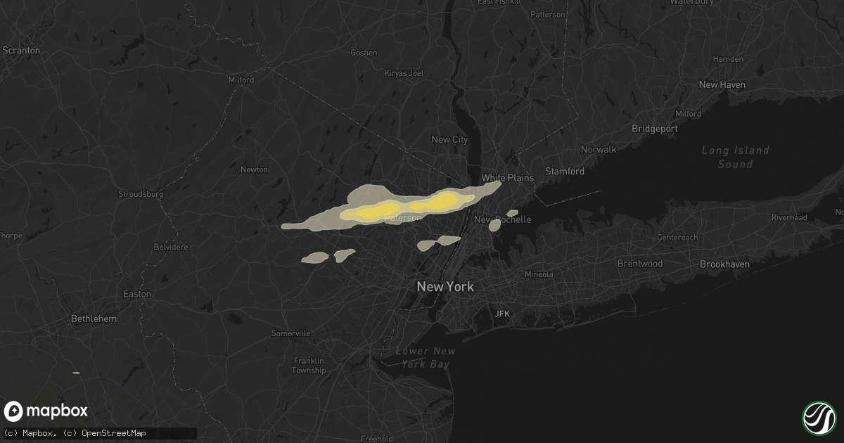 Hail map in Saddle Brook, NJ on July 21, 2026
