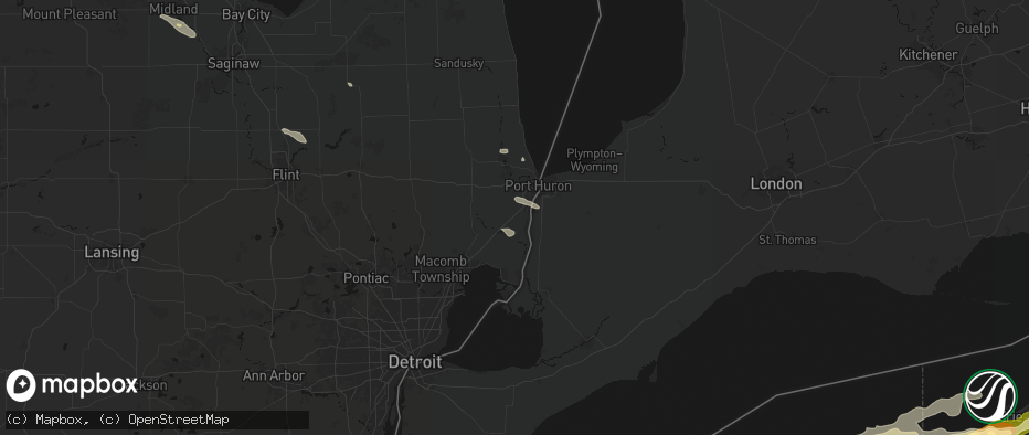 Hail map in Saint Clair, MI on July 21, 2026