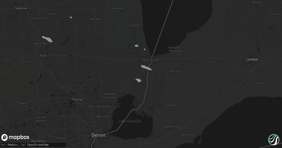 Hail map in Saint Clair, MI on July 21, 2026