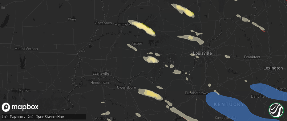 Hail map in Saint Meinrad, IN on July 21, 2026