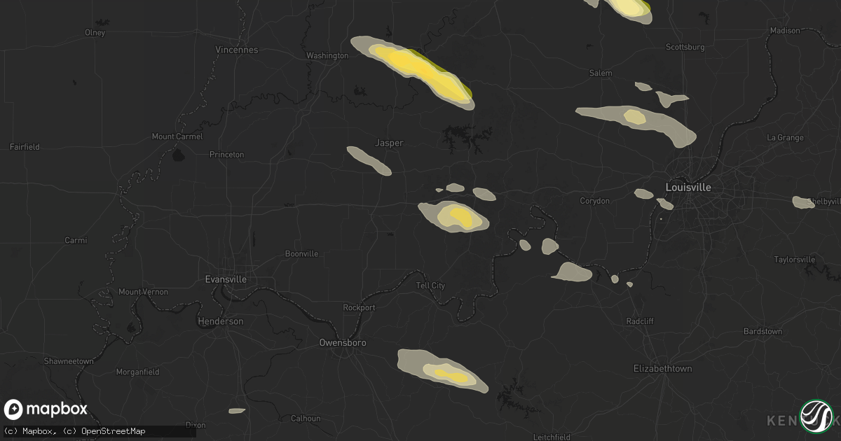 Hail map in Saint Meinrad, IN on July 21, 2026