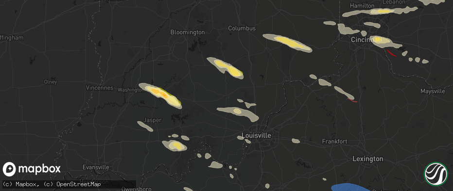 Hail map in Salem, IN on July 21, 2026