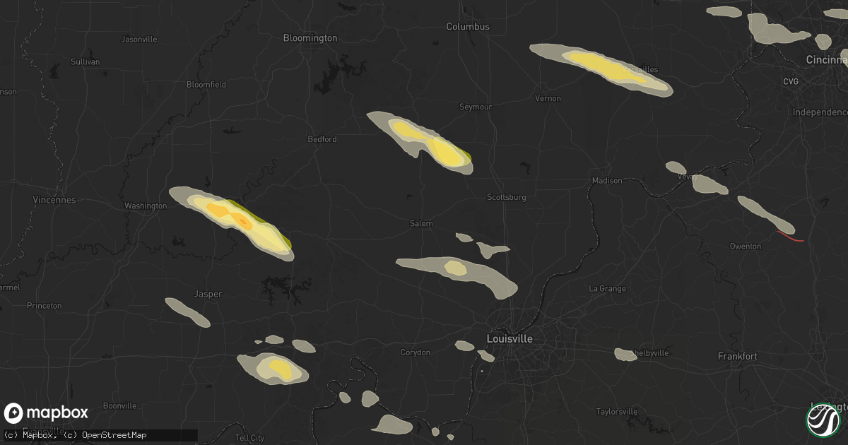 Hail map in Salem, IN on July 21, 2026