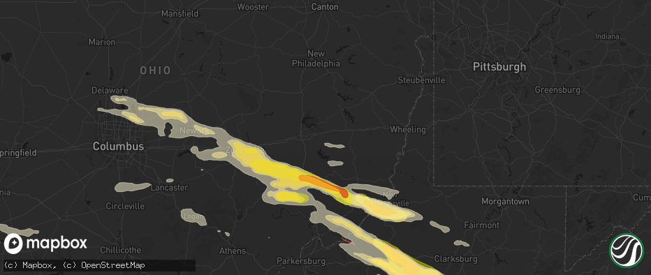 Hail map in Salesville, OH on July 21, 2026