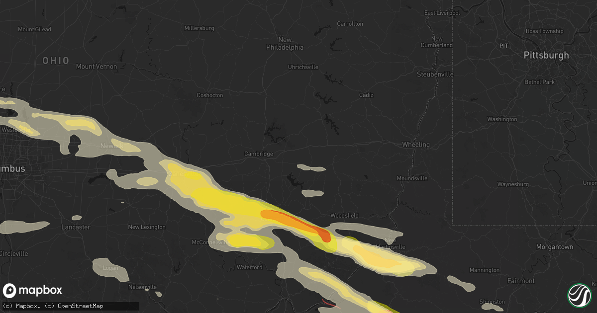 Hail map in Salesville, OH on July 21, 2026