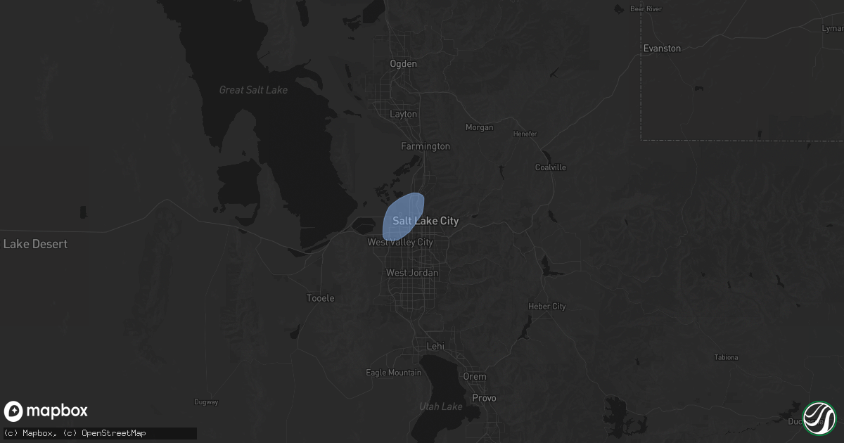 Hail map in Salt Lake City, UT on July 21, 2026