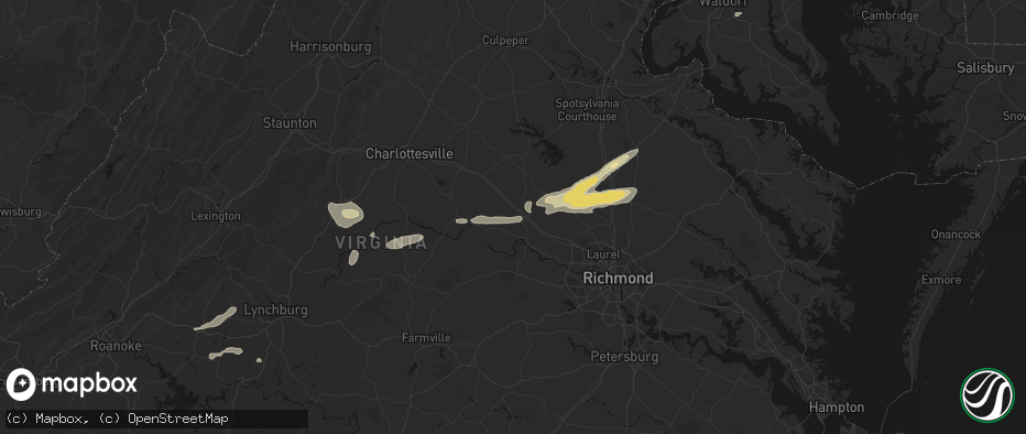 Hail map in Sandy Hook, VA on July 21, 2026