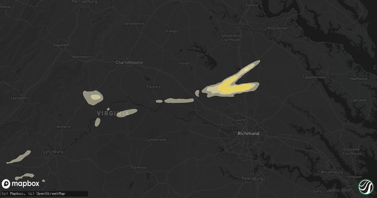 Hail map in Sandy Hook, VA on July 21, 2026