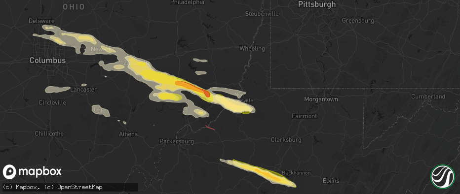 Hail map in Sardis, OH on July 21, 2026