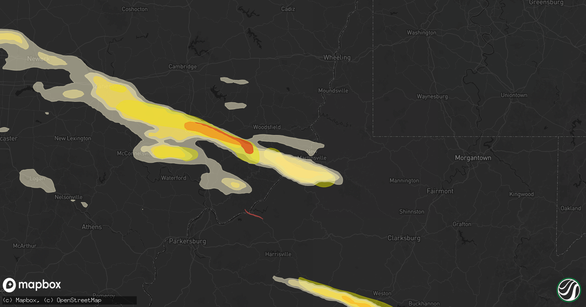 Hail map in Sardis, OH on July 21, 2026