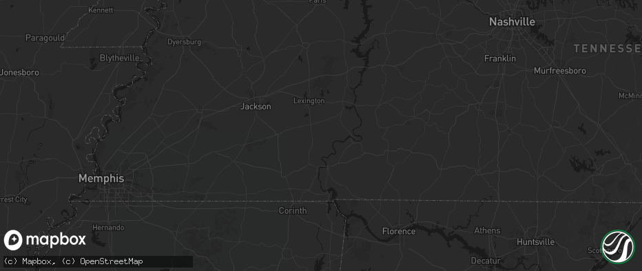 Hail map in Sardis, TN on July 21, 2026