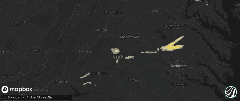 Hail map in Schuyler, VA on July 21, 2026